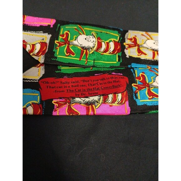 Vintage 1994 Seuss Wear Cat In The Hat 100% Silk Mens Tie Dr Seuss - Picture 5 of 6